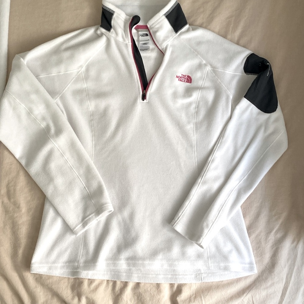North Face White Fleece 1/4 Zip, Size Medium